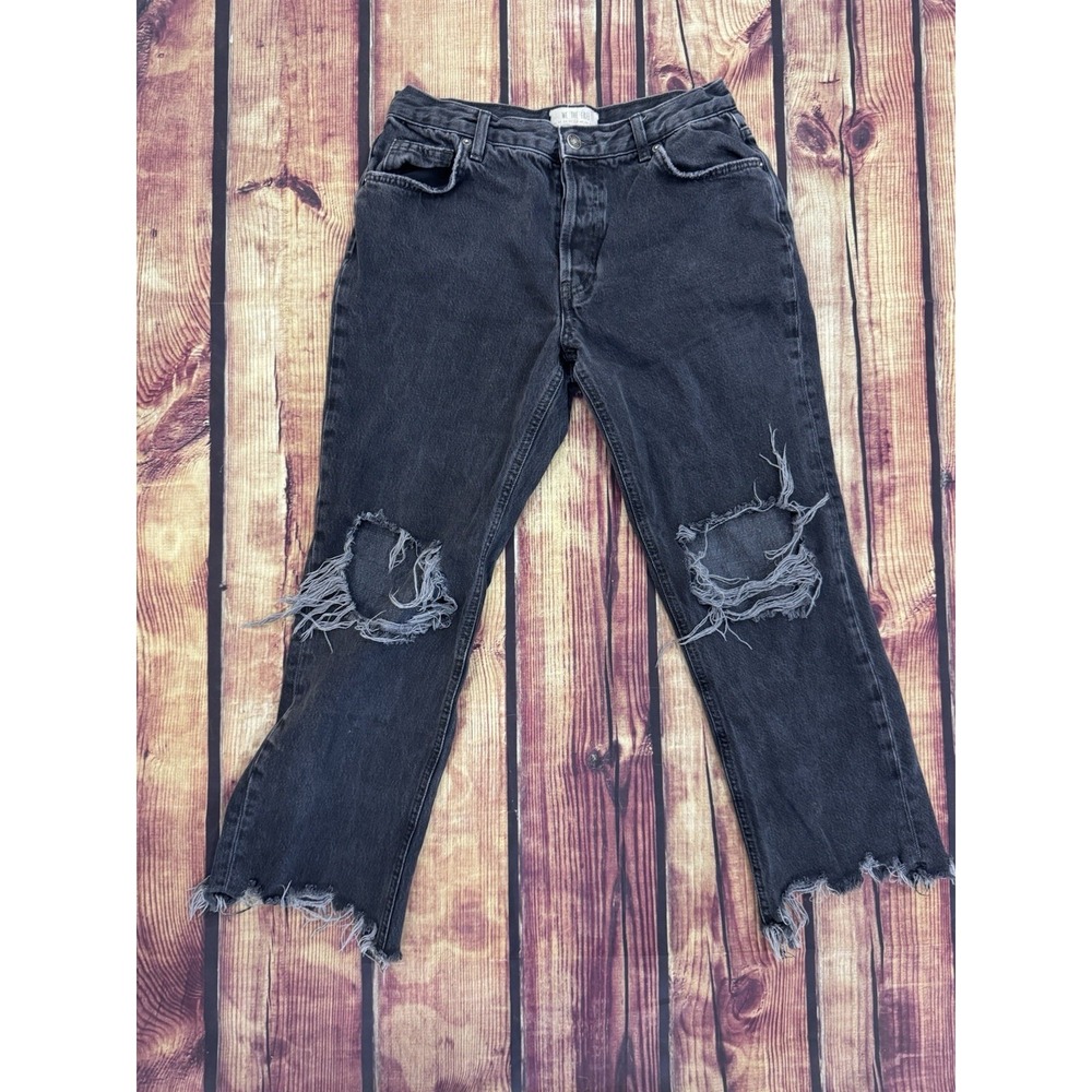 We The Free Women's High Rise Straight Jeans Dark Wash Distressed